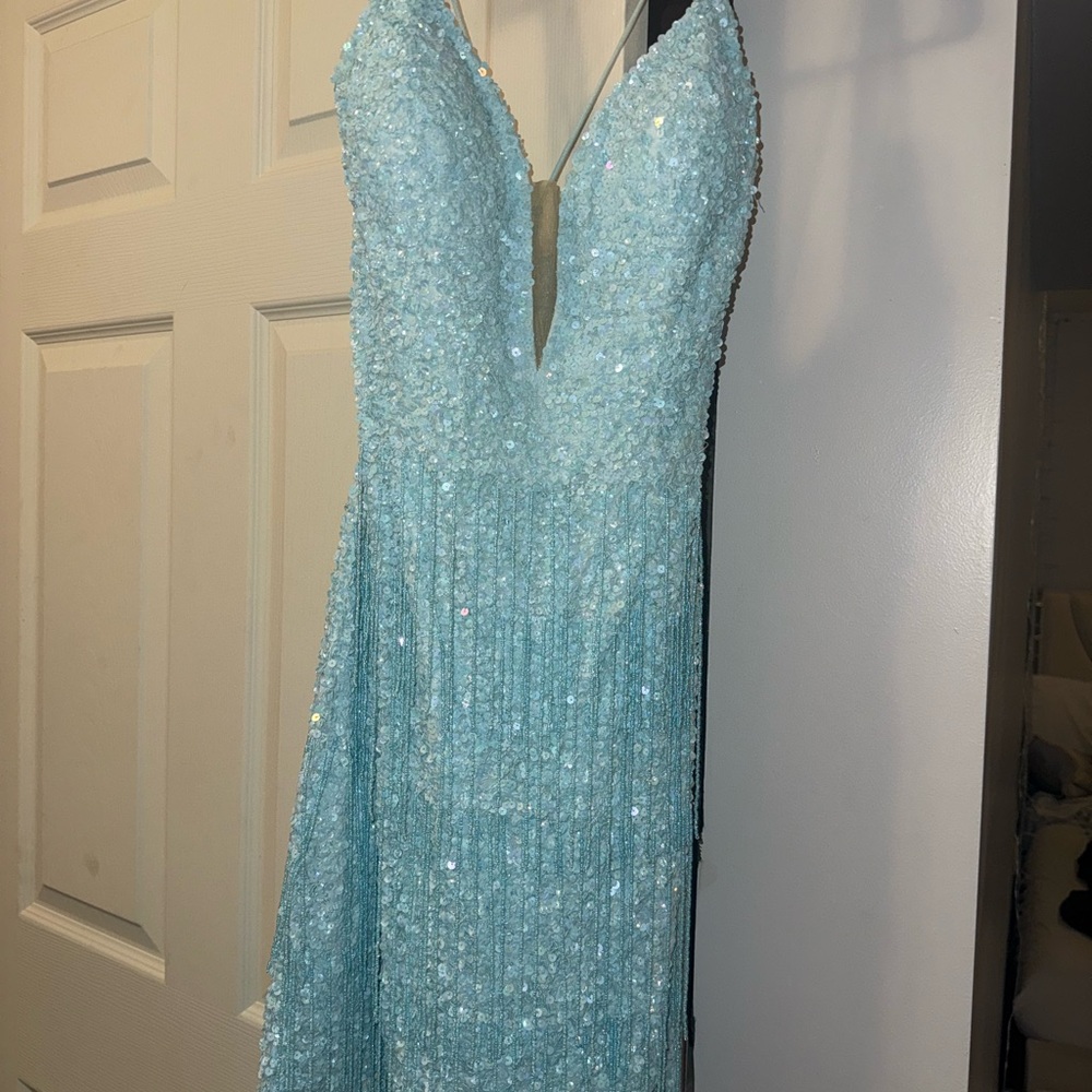 Blue Sequin Hoco Dress